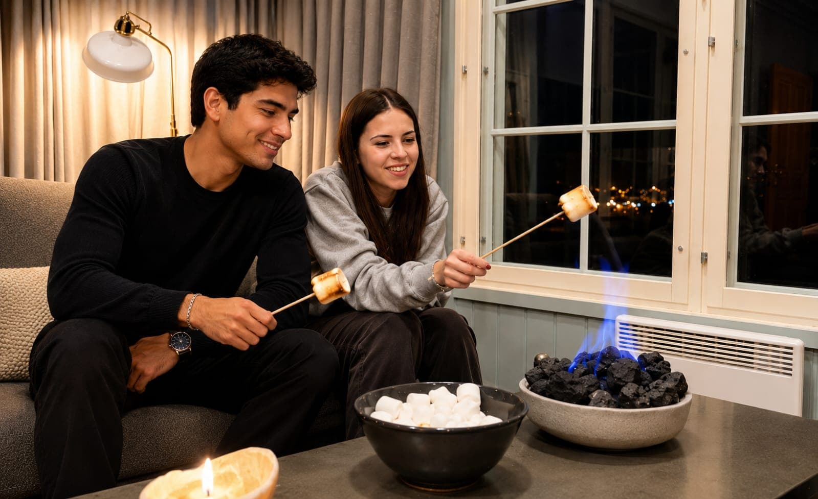 Chimenea de mesa en comedor